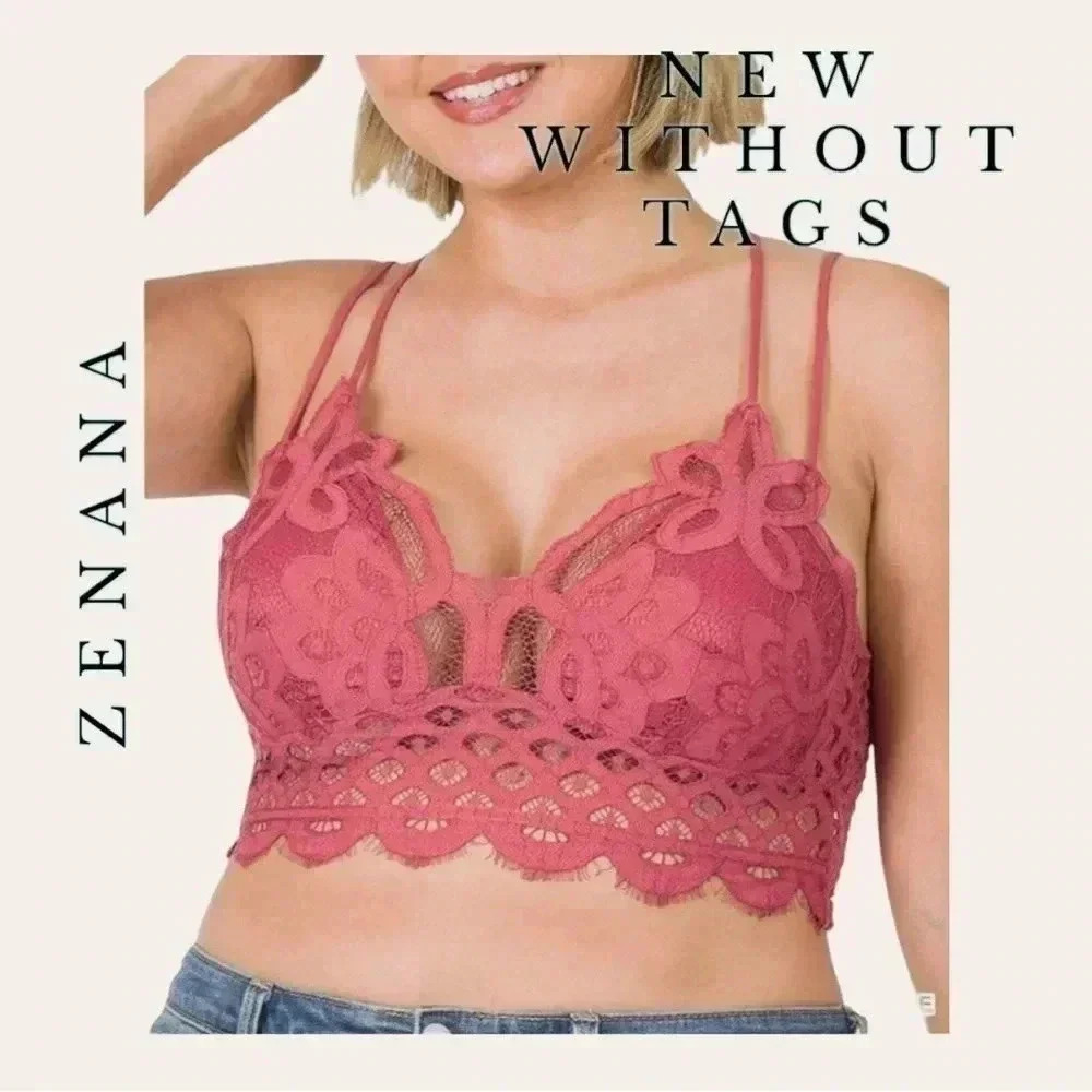 0805. ZENANA BRALETTE ROSE IN COLOR SIZE XLARGE LACE DOUBLE ADJUSTABLE‎ STRAPS